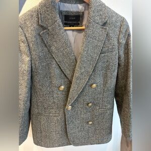J. Crew Women’s Gray Herringbone Double-Breasted Blazer